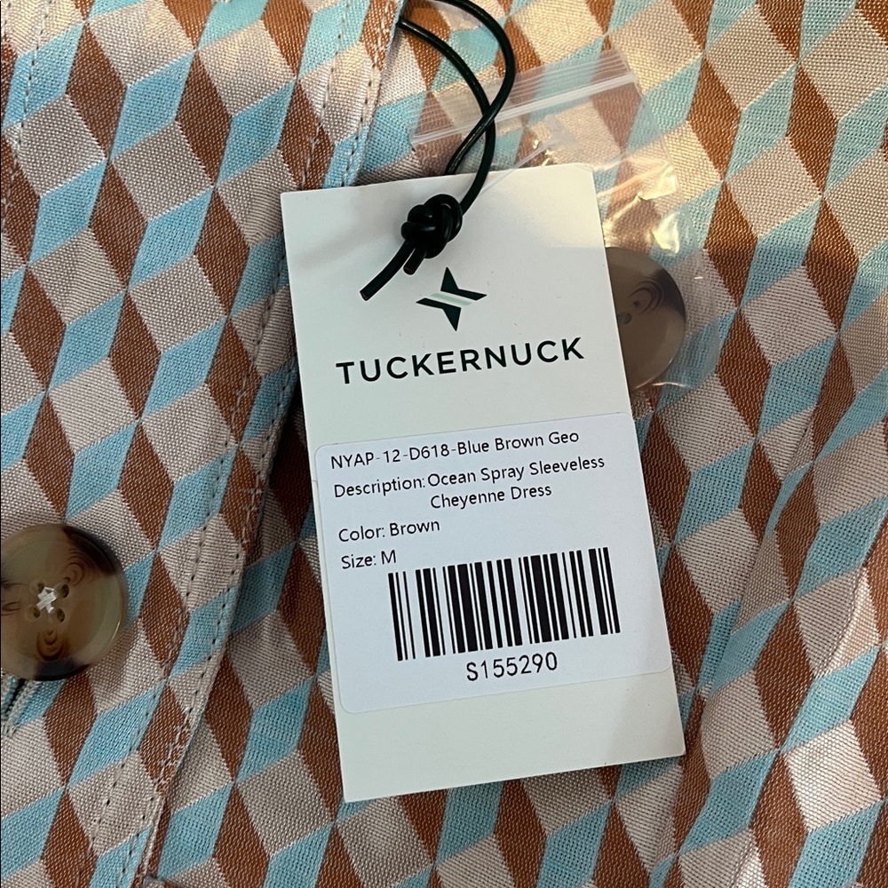 Tuckernuck Ocean Spray Sleeveless Cheyenne Dress – M –Tan & Blue Geometric Print - Picture 9 of 11